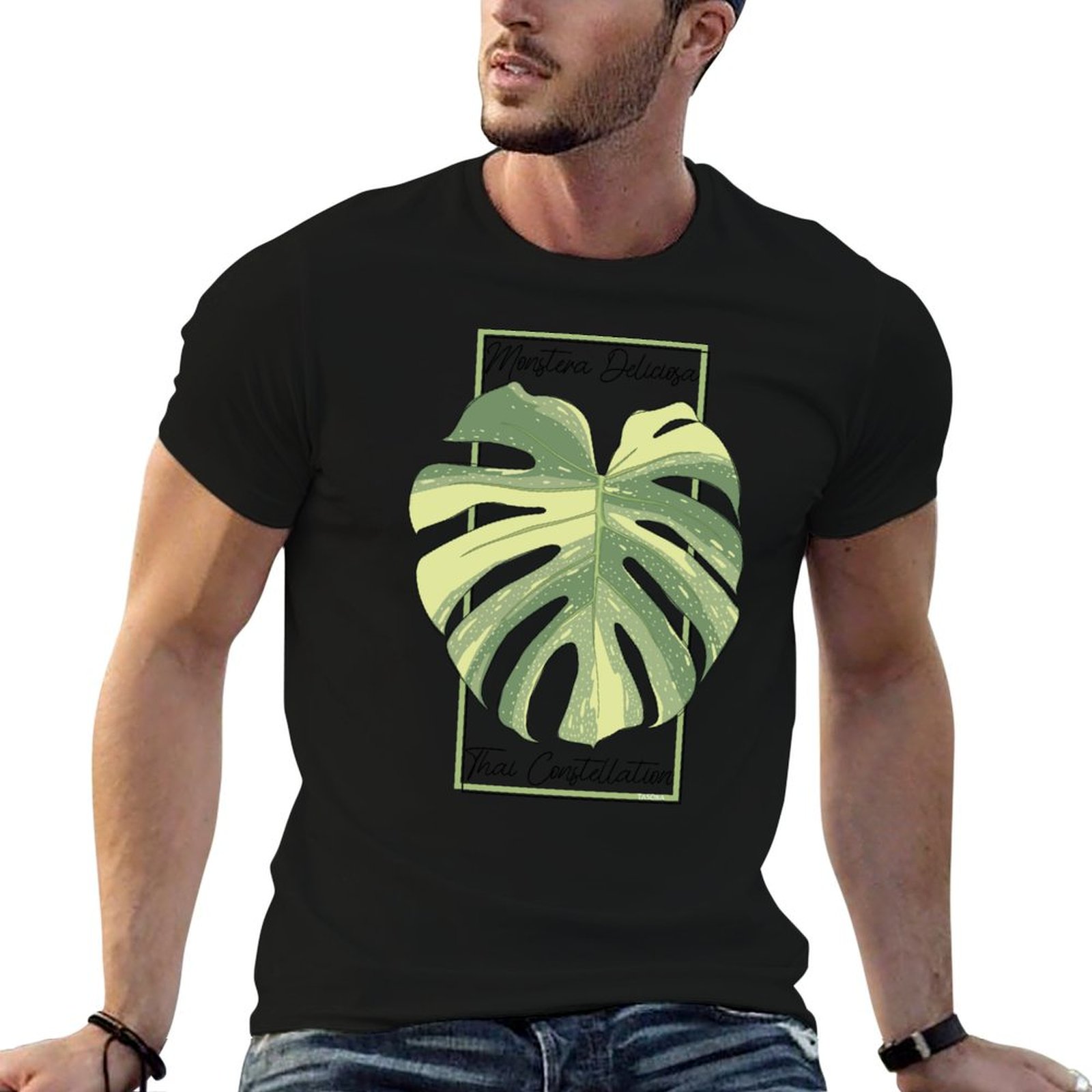 Monstera Thai Constellation - เสื้อยืดลายมอนสเตอร่า ไทย คอนสเตลเลชั่น โบทานิคอล สแตมป์เสื้อยืดผ้าฝ้าย 100%