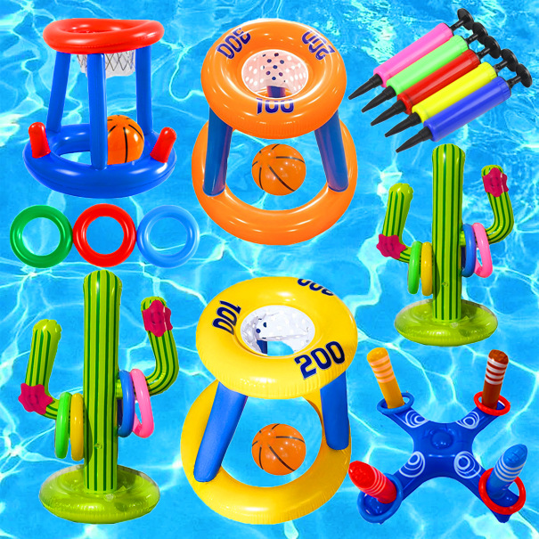Plant Parental - ห่วงบาสเก็ตบอลเป่าลม PVC แบบหนา ของขวัญปาร์ตี้แบบอินเทอร์แอคทีฟ เกมน้ำสร้างสรรค์สำหรับพ่อแม่ลูก ของตกแต่งบ้าน