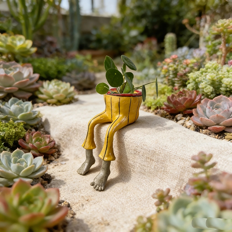 Plant Parental - กระถางเซรามิกรูปขาตั้งแบบแปลกใหม่, กระถางดอกไม้รูปชุดเดรสและกางเกงยีนส์น่ารัก, ของตกแต่งชั้นวางของในบ้าน/ออฟฟิศ, ของขวัญสำหรับคนรักต้นไม้ ﻿