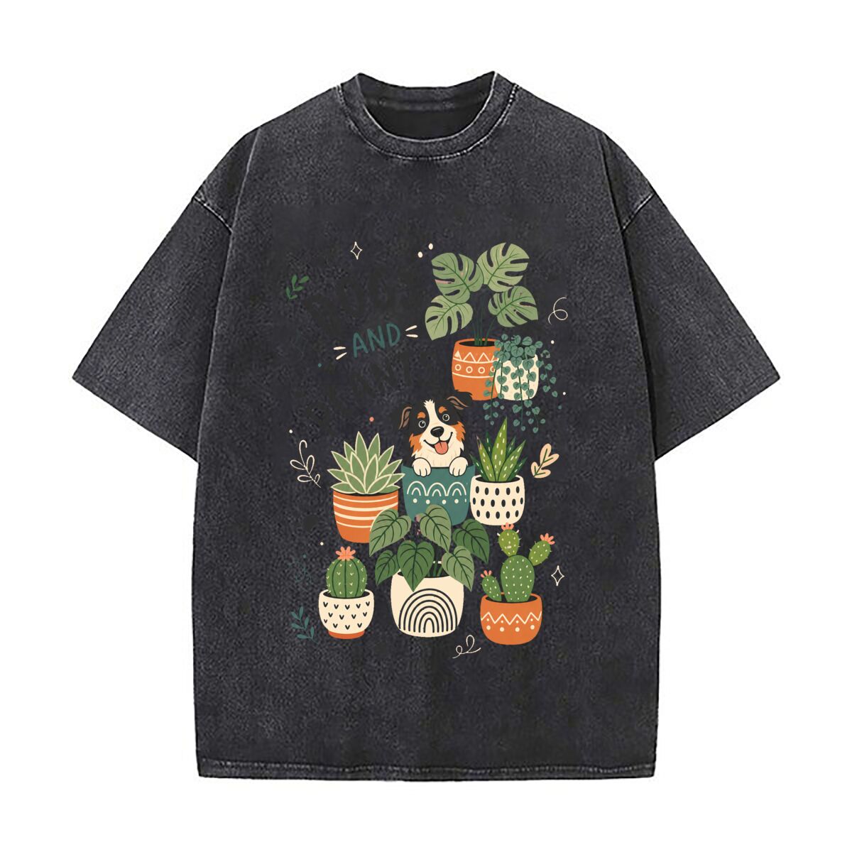 Plant Parental - เสื้อสตรีทแวร์ทรงหลวมลายพิมพ์สุนัขรักต้นไม้สุดฮา สไตล์วินเทจ สำหรับเดินเล่นในเมือง